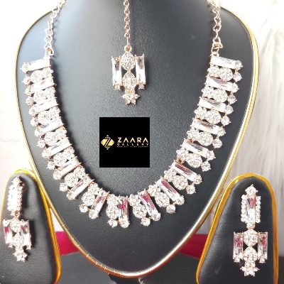 Picture of Imported Fashionable Wedding / Party / Bridal Necklace & Earrings Set for Women Rose Gold M-A327 - Necklace Set for Women - Necklace Tikli Earrings Set