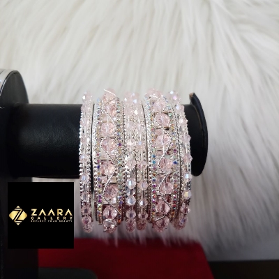 Picture of Beads Silver & Golden Metal Bangles for Women (Imported) - 6 Pieces Set - M-BM221 - Bangles