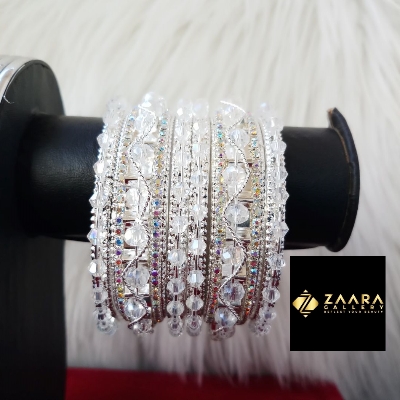 Picture of Beads Silver & Golden Metal Bangles for Women (Imported) - 6 Pieces Set - M-BM221 - Bangles