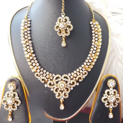 Picture of Wedding /Party Bridal Necklace & Earrings Set for Women (imported) M-A158 - Necklace Set for Women - Necklace Tikli Earrings Set - Jewellery Sets
