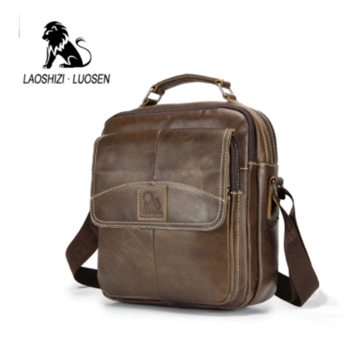 Picture of Vintage Men's Cowhide Leather Big capacity Crossbody Bag