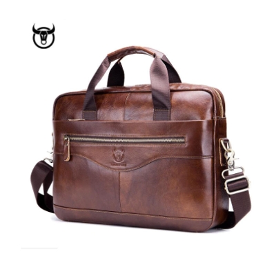 Picture of Men's cowhide leather handbag - Brown