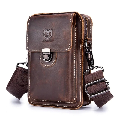 Picture of Indispensable -Quality And Durablity -BULLCAPTAIN Crazy Horse leather Male Pouch Bag - Brown- Innovative Preferble - Low Hassle and Maintanance