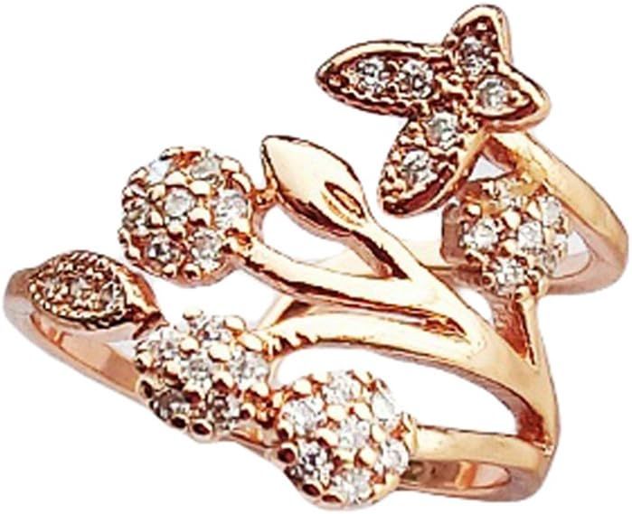 Picture of Luxury Crystal Butterfly Tree Leaf Wedding Rings for Women