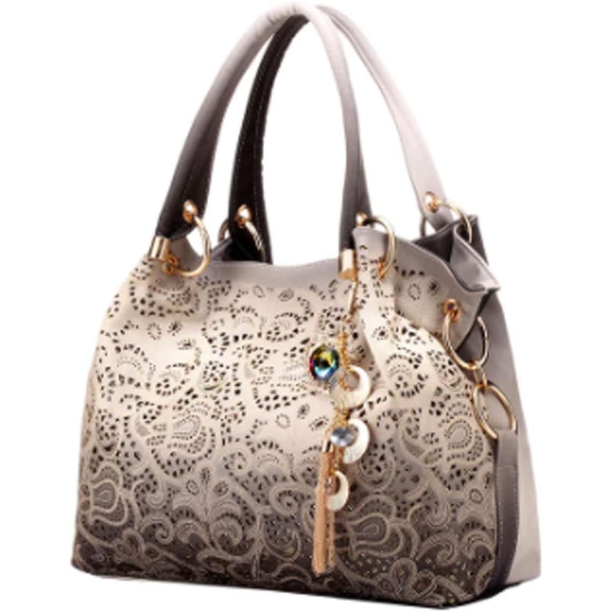 Picture of MICKY KEN Brand Hollow Out Ombre Floral Print Women PU Leather Shoulder Bag