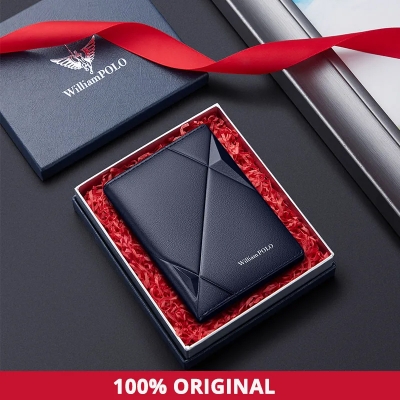 Picture of WILLIAMPOLO Mens Ultrathin Compact Anti Degaussing Cardholder Lather Wallet - Blue