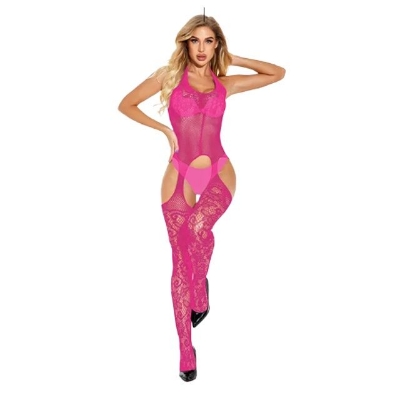 Picture of Women Sexy Lingerie Body stockings Erotic Lingerie Sexy Crotchless Stripper Outfit - Rose Red