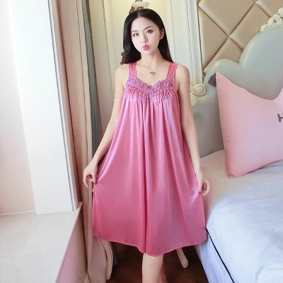 Picture of Silk Satin Women Sleepwear Lace Nightwear Sexy Pyjama Nightdress lingare