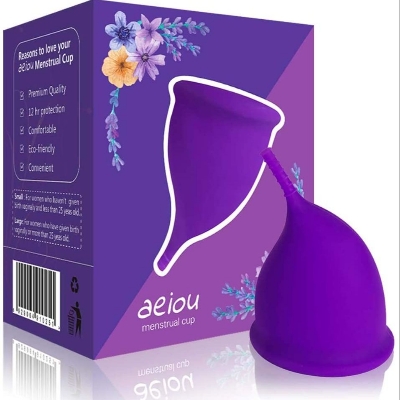 Picture of AEIOU Hypoallergenic Certified Reusable Menstrual Cup for Women | Large Size | Small Size | Pad