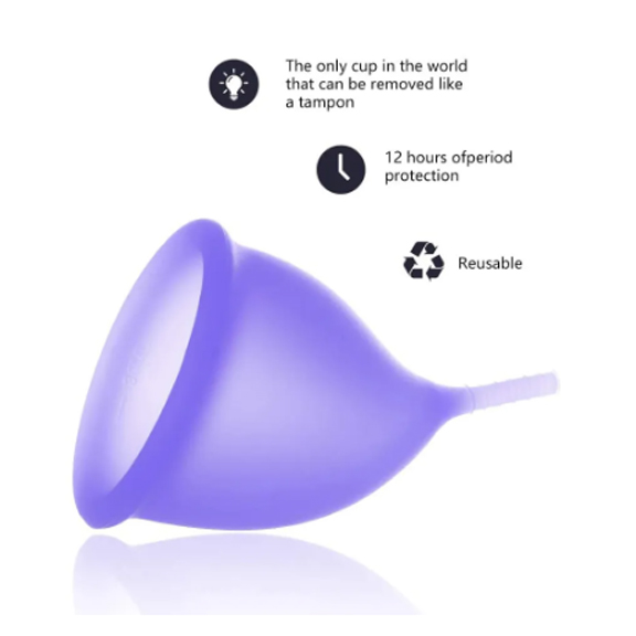Picture of AEIOU Hypoallergenic Certified Reusable Menstrual Cup for Women | Large Size | Small Size | Pad