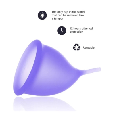 Picture of AEIOU Hypoallergenic Certified Reusable Menstrual Cup for Women | Large Size | Small Size | Pad