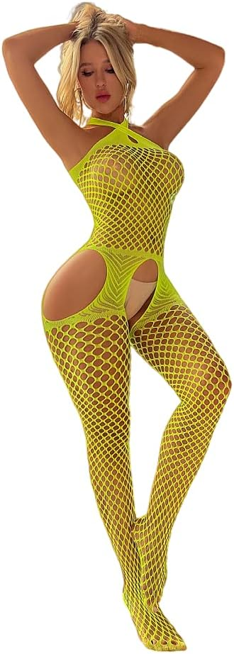 Picture of Women Fishnet Bodystocking Bodysuit Babydoll Lingerie High Elasticity Sleepwear Tight Nightwear Sexy Lingerie