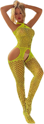 Picture of Women Fishnet Bodystocking Bodysuit Babydoll Lingerie High Elasticity Sleepwear Tight Nightwear Sexy Lingerie