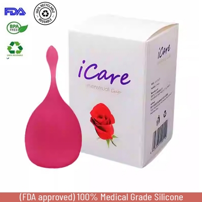 Picture of iCare Brand Medical Grade Silicone Case Reusable Best Design Organic Menstrual Cup for Women | 25 ml | Small Size | Pad