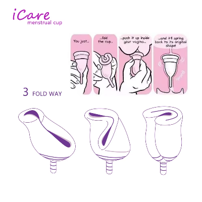 Picture of iCare Brand Medical Grade Silicone Case Reusable Best Design Organic Menstrual Cup for Women | 25 ml | Small Size | Pad