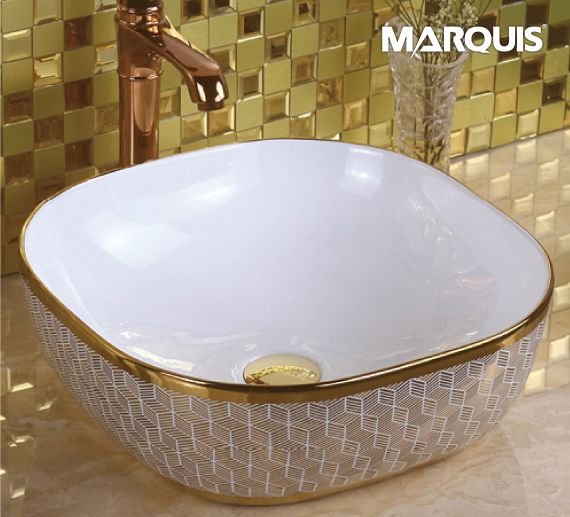 Picture of MARQUIS White-Golden Counter Top Basin C70072