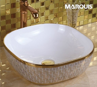 Picture of MARQUIS White-Golden Counter Top Basin C70072