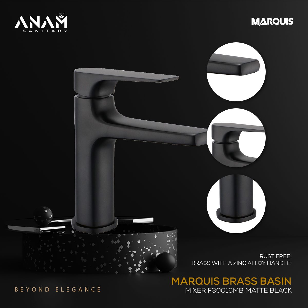 Picture of Marquis Brass Basin Mixer F30016MB Matte Black