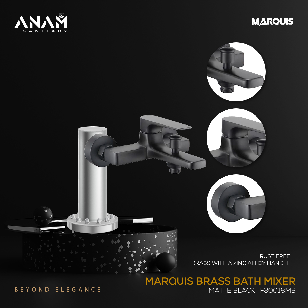 Picture of MARQUIS Brass Bath Mixer Matte Black- F30018MB