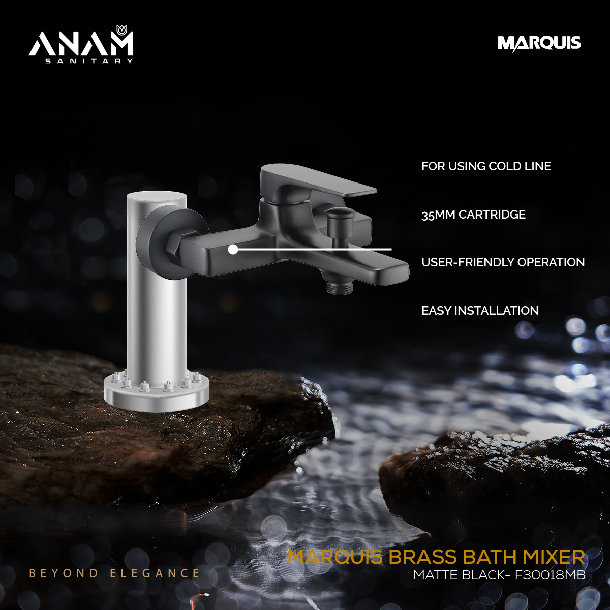 Picture of MARQUIS Brass Bath Mixer Matte Black- F30018MB