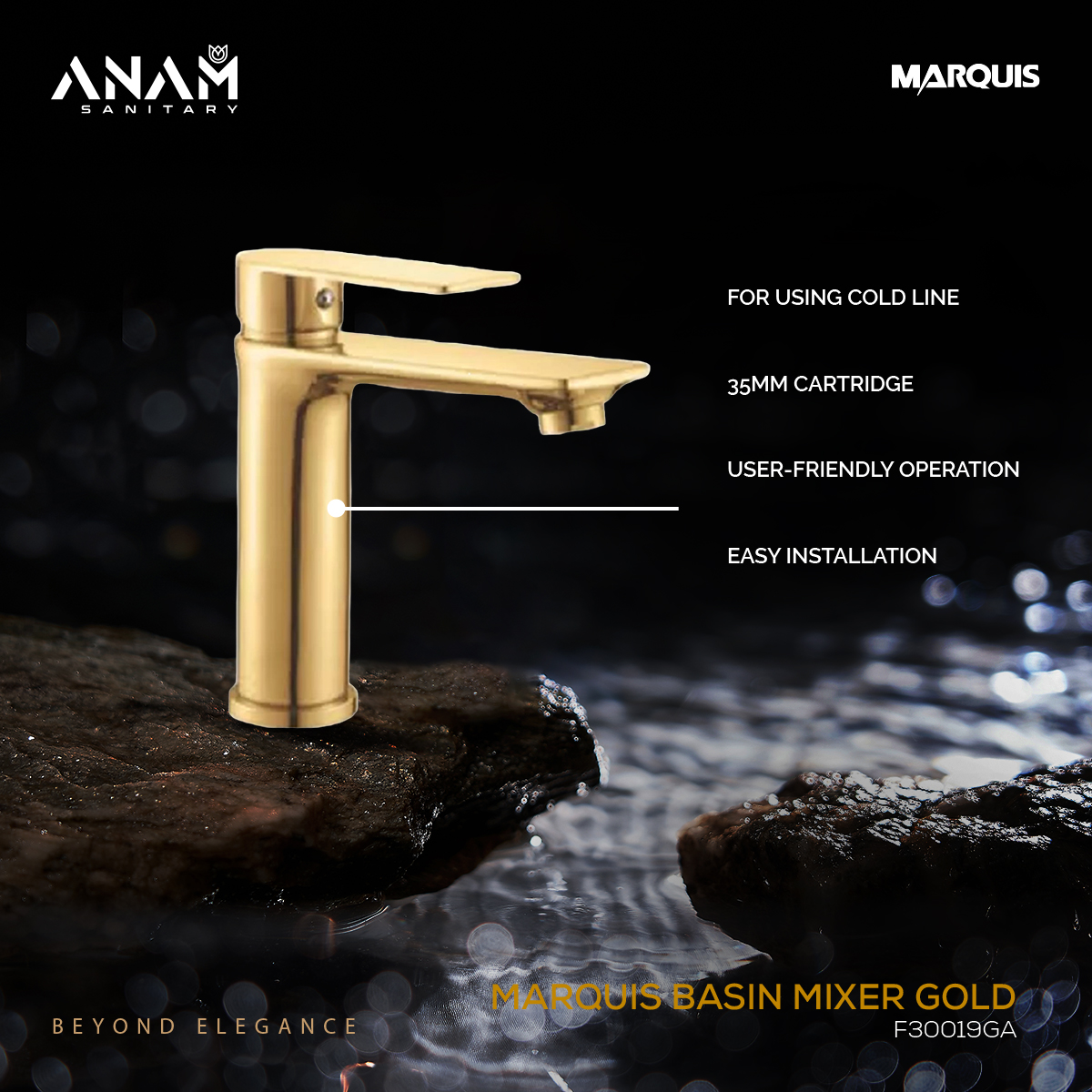 Picture of MARQUIS Basin Mixer Gold-F30019GA