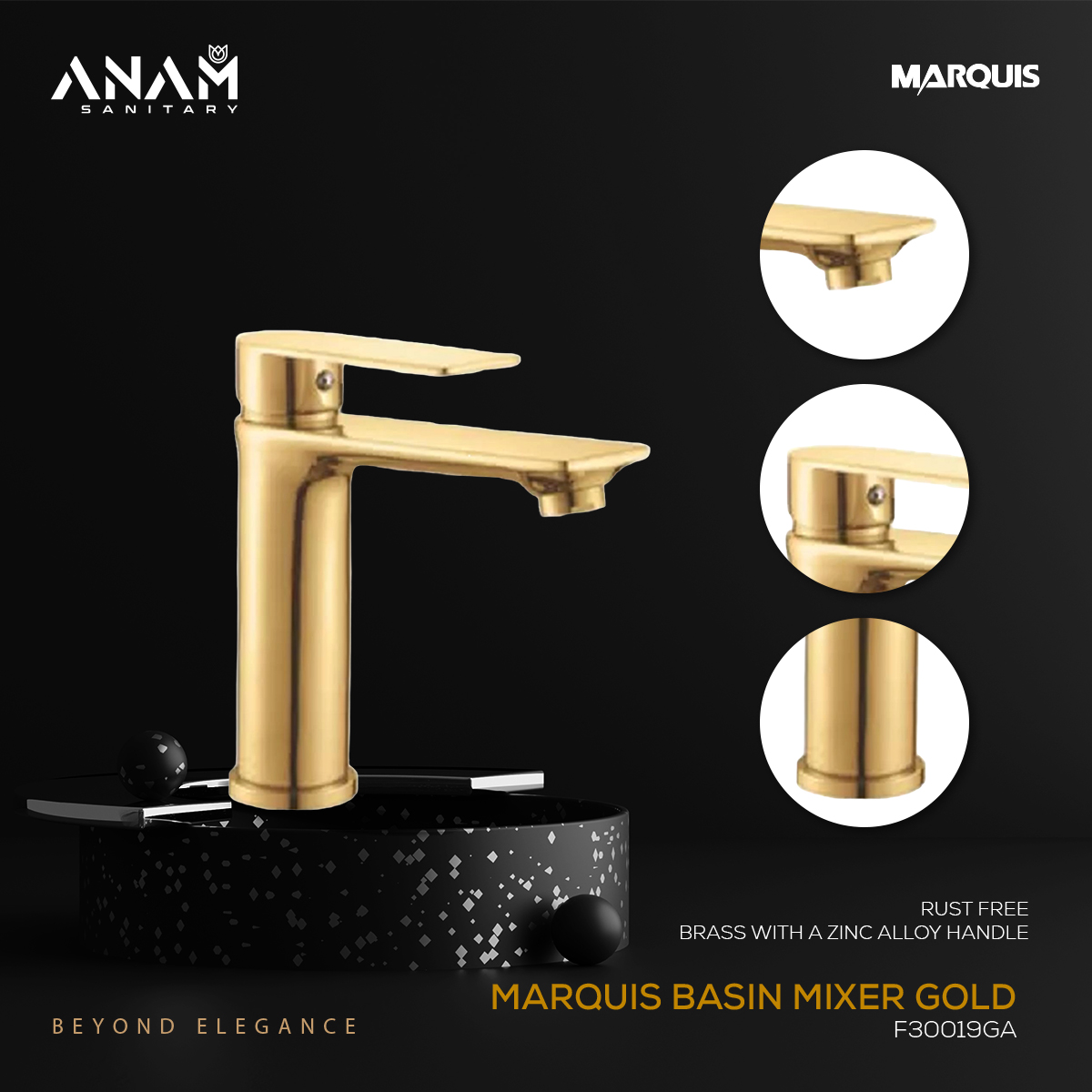 Picture of MARQUIS Basin Mixer Gold-F30019GA