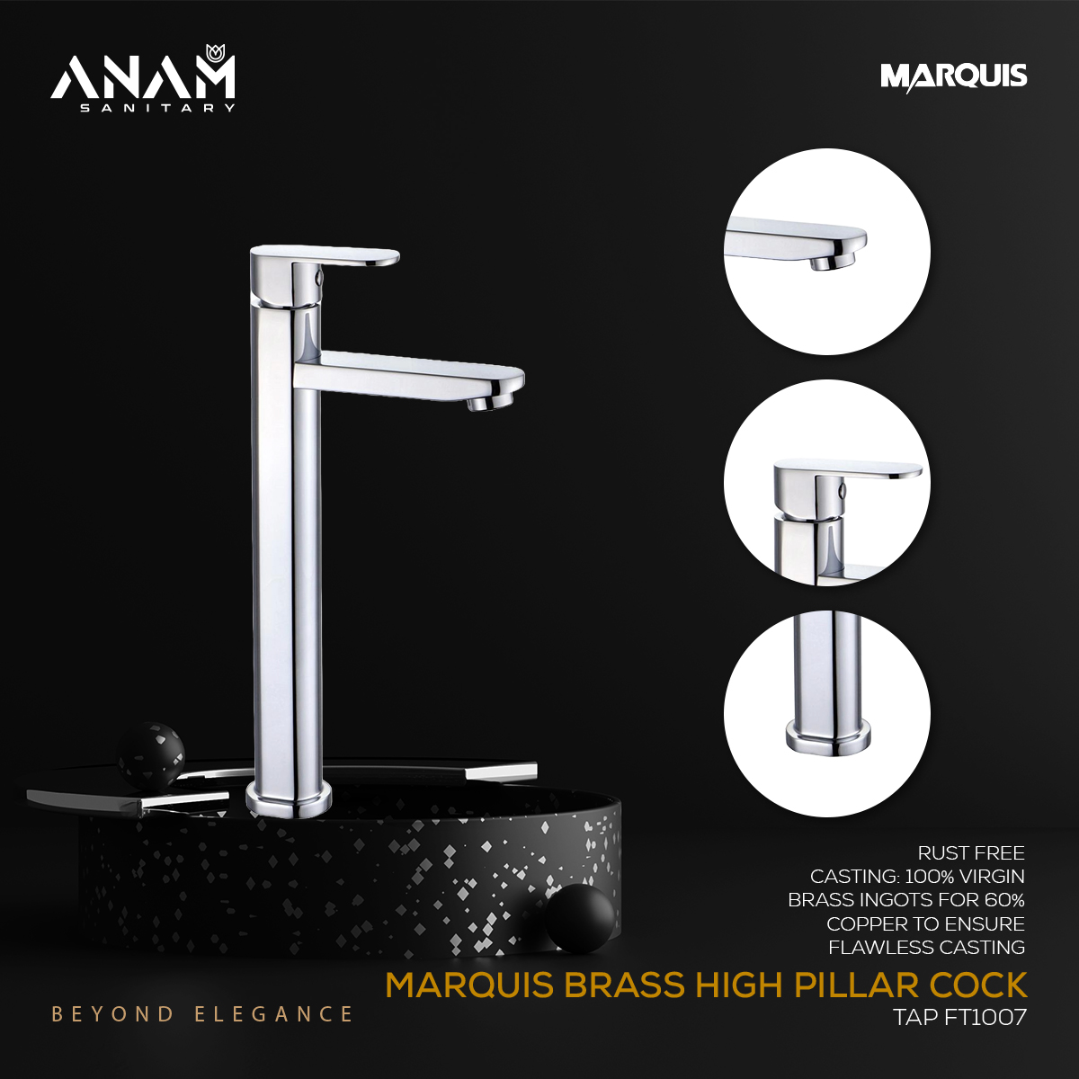 Picture of Marquis Brass High Pillar Cock Tap FT1007