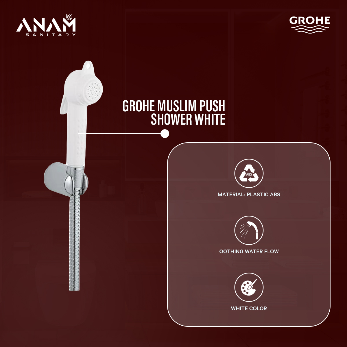 Picture of Grohe ABS Muslim Push Shower White