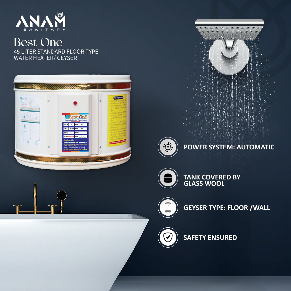 Picture of Best One 45 Liter Standard Floor Type Water Heater/ Geyser