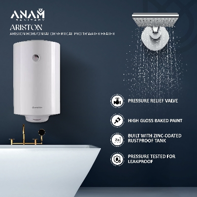 Picture of 100 Liters Ariston Horizontal Or Vertical PRO 1R Water Heater (Geyser) Made in Italy