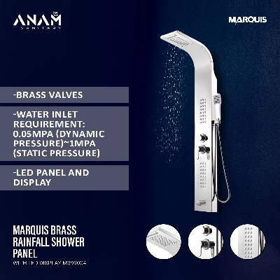 Picture of MARQUIS Brass Rainfall Shower Panel with LED Display M399004