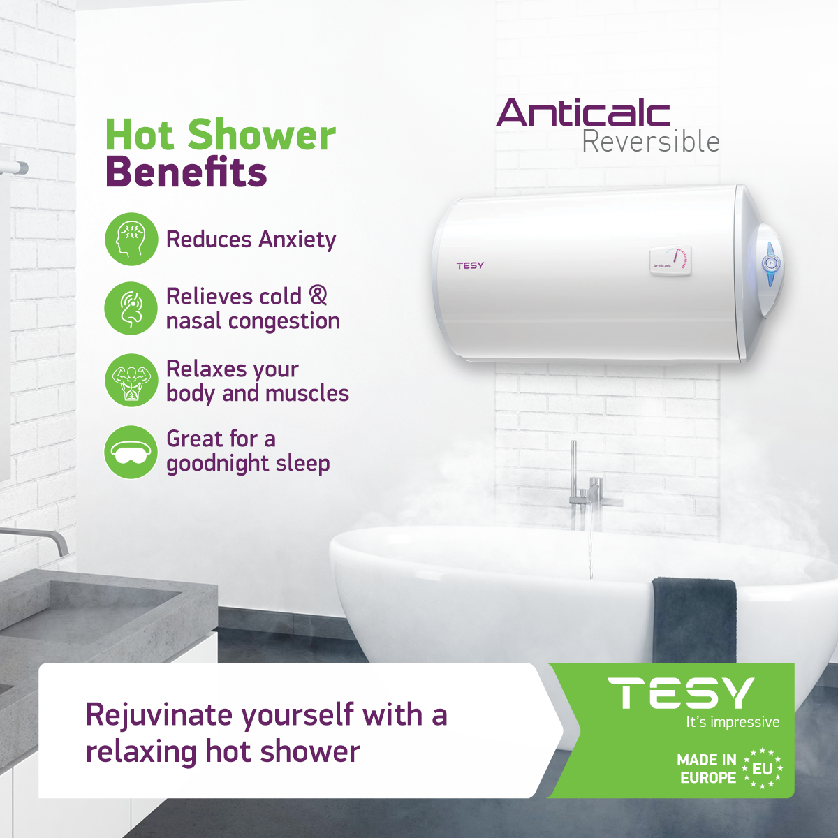 Picture of Tesy Anticalc Reversible 100Liter Electric Water Heater