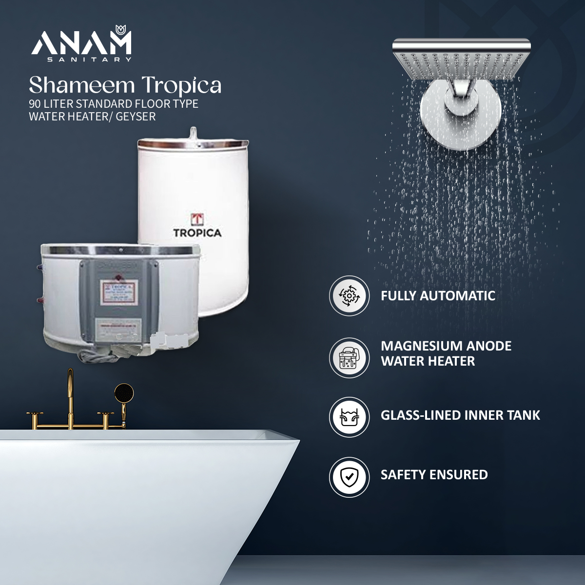 Picture of Shameem Tropica 90 Liter Standard Floor Type Water Heater/ Geyser