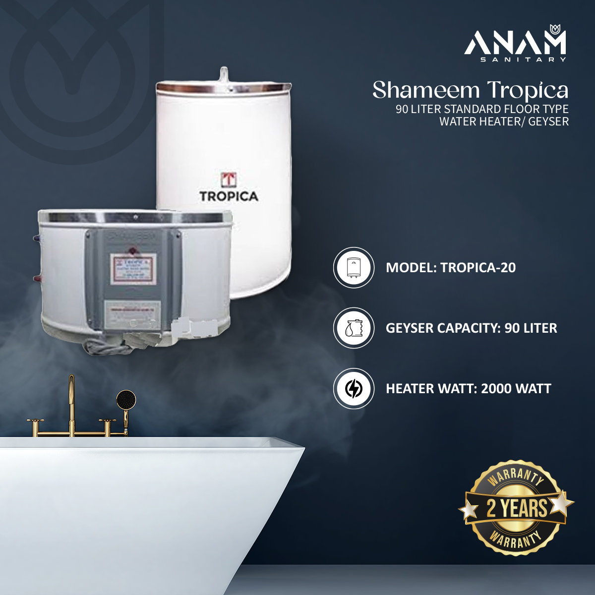 Picture of Shameem Tropica 90 Liter Standard Floor Type Water Heater/ Geyser