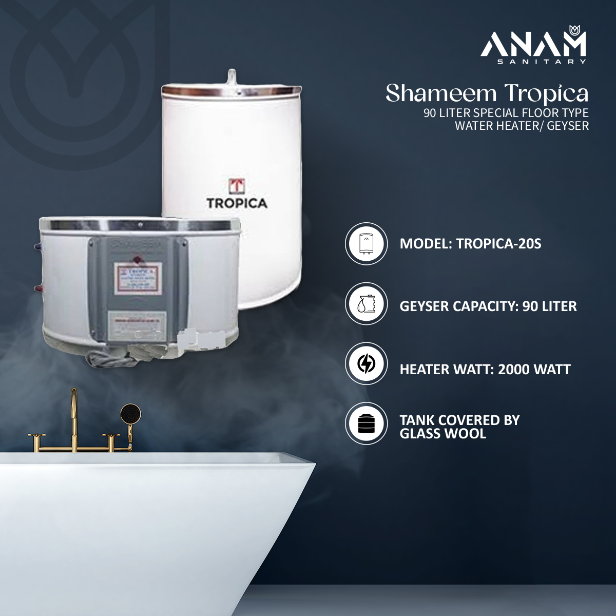 Picture of Shameem Tropica 90 Liter Special Floor Type Water Heater/ Geyser