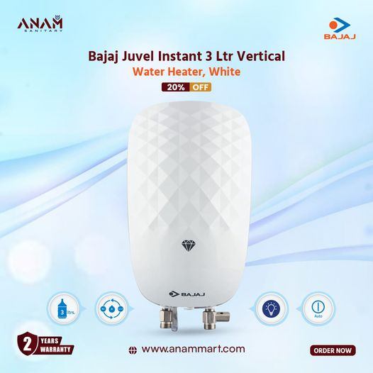 Picture of Bajaj Juvel Instant 3 Ltr Vertical Water Heater, White