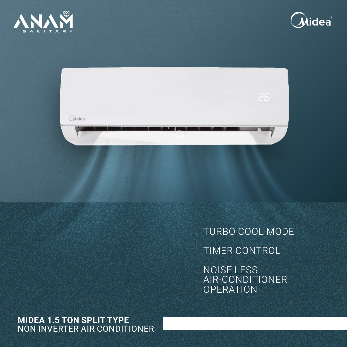 Picture of Midea 1.5 Ton Non-Inverter Air Conditioner (MSA18CRN)