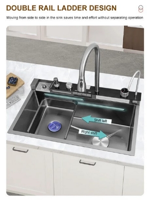 Picture of Advanced Technology Handmade Smart Waterfall Multifunction Kitchen Sink -7546