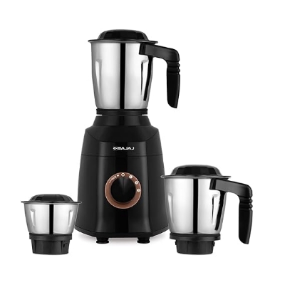Picture of Bajaj Military Series Finesse 750W Mixer Grinder | 3 Stainless Steel Military Grade Jars*, DuraCut Blade,Midnight Black, 750 watts