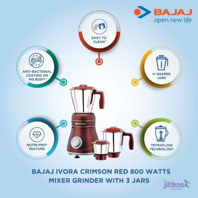 Picture of Bajaj Ivora 3 in 1 Mixer Grinder with Nutri-Pro Feature - 800W