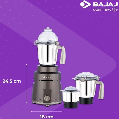 Picture of Bajaj Herculo 1000W Powerful Mixer Grinder / Blender / Juicer with Nutri-Pro Feature, Coffee Brown and Gold