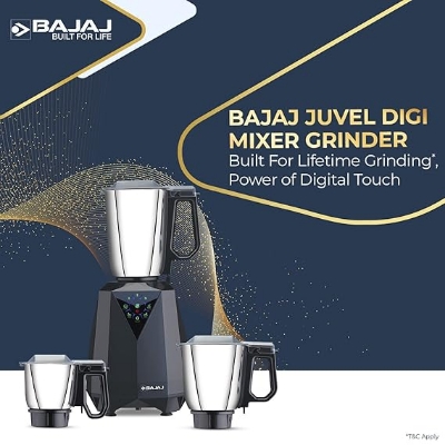 Picture of Bajaj Juvel Digi Mixer Grinder 800 Watts 3 Jars, Dark Grey