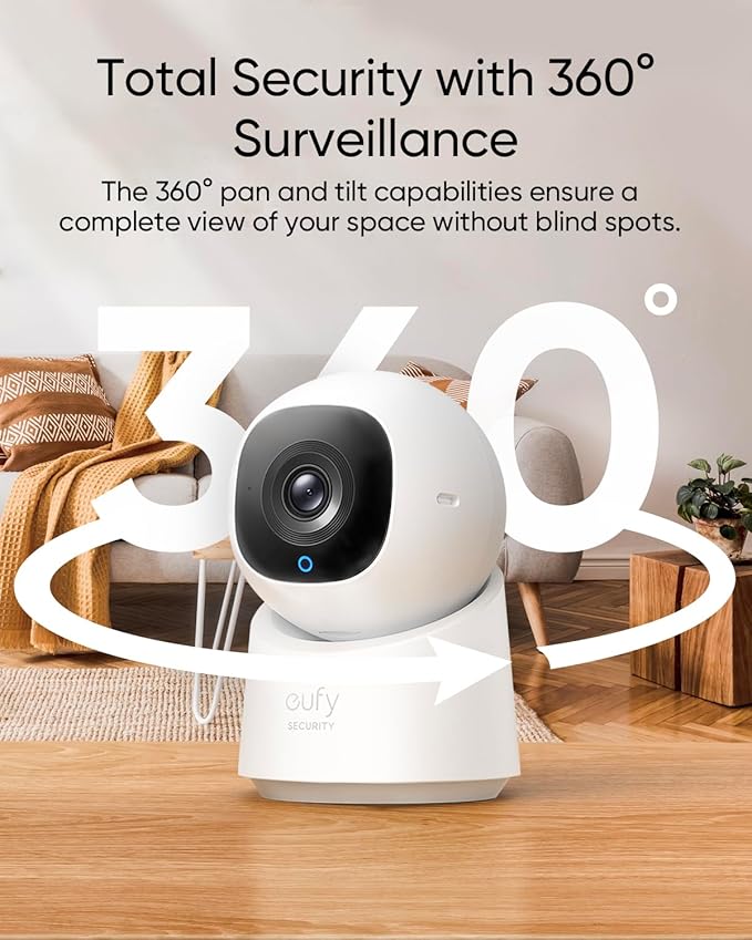 Picture of Eufy Security Indoor Cam C220 | 2K Resolution Smart Security Camera with 360° coverage, Human/Motion Detection, AI Tracking, Compatible with Alexa and Google Assistant, Night Vision