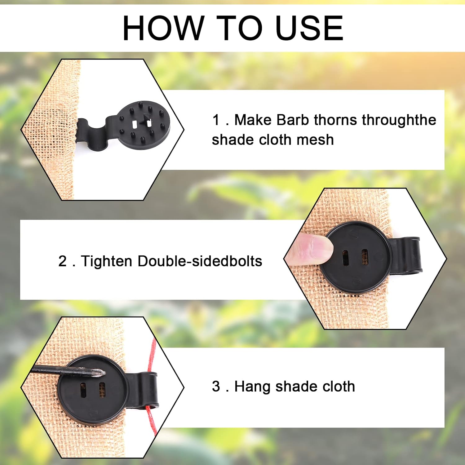 Picture of Cloth Clips (20 Pcs) Round Plastic Sunshade Clips Black Shade Netting Clips Tarp Clips