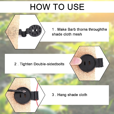 Picture of Cloth Clips (20 Pcs) Round Plastic Sunshade Clips Black Shade Netting Clips Tarp Clips