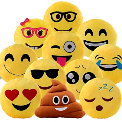 Picture of 1Pcs Wink Blow Heart Kiss Emoji Pillow 10 Inch Large Yellow Smiley Emoticon