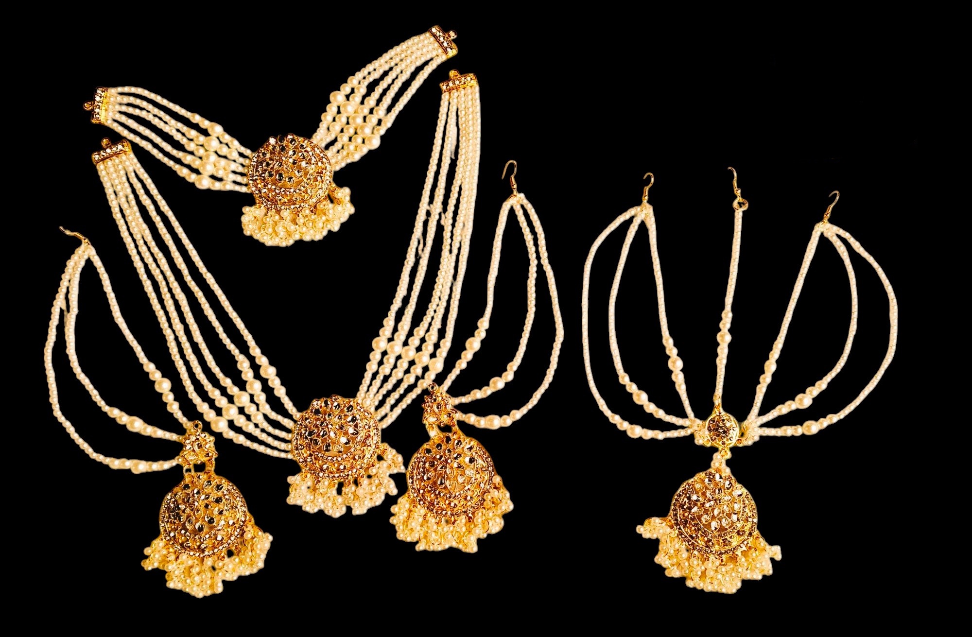 Picture of Beautiful Choker Necklace ,Traditional Fashion Wedding/Party Bridal Choker Necklace Earrings & Tikli. Jewellery Set For Women.