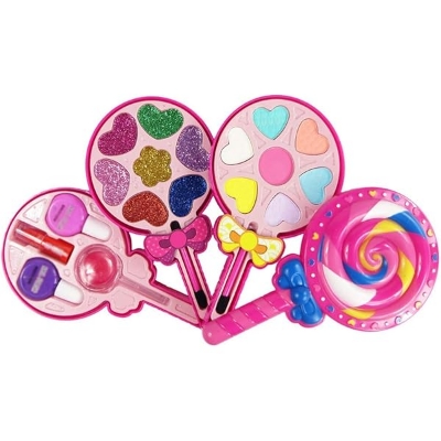 Picture of DRESS 2 PLAY Kids Makeup Kit for Girls - Princess Real Washable Make Up Set - 3 in 1 Makeup Kit for Toddlers - Cosmetics Pretend Playset Toy with Lollipop, Ice Cream, and Donut Makeup Palettes