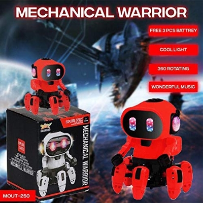 Picture of Degree Rotating Mechanical Warrior Kids Toys Plastic Electric Children's Dancing Robot Sound and Light(Red) Brand: Generic