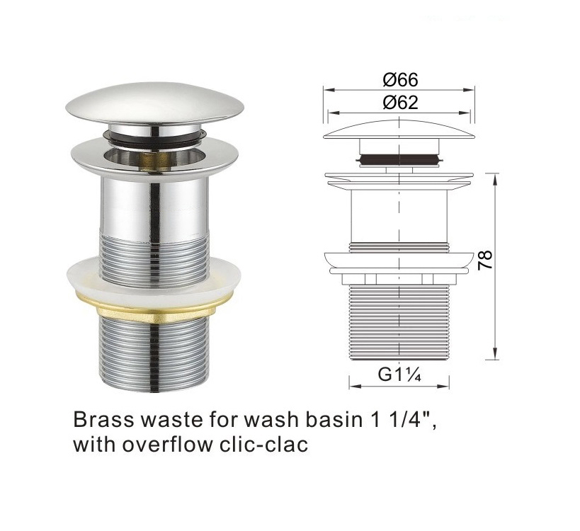 Picture of Pop up Waste Mushroom Cap Basin Drain
